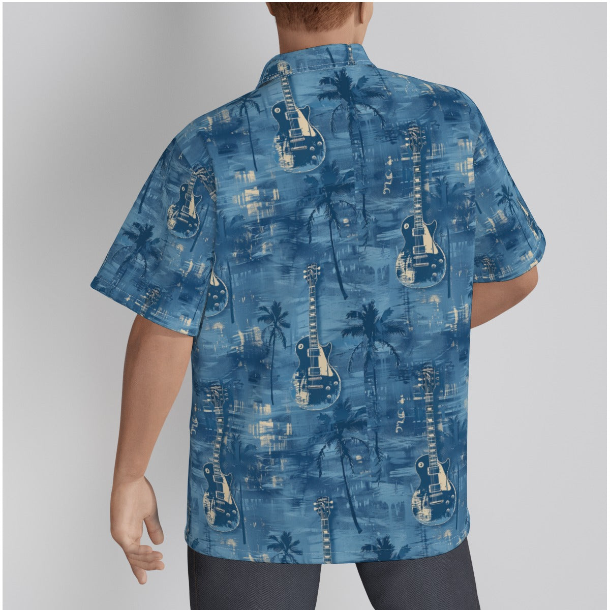 Men's LP Guitar Hawaiian Shirt With Button Closure