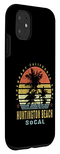 Huntington Beach Retro Palm Sunset - Beach Lover Gift idea Case