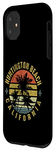 Huntington Beach California Retro Palm Sunset - Beach Design Case