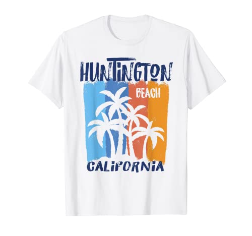 Huntington Beach California Fun Colorful Palm Trees Design T-Shirt