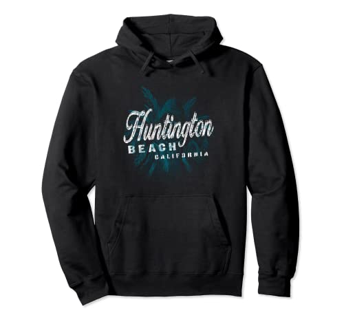Huntington Beach - Palm Cluster Distressed Stamp Pullover Hoodie