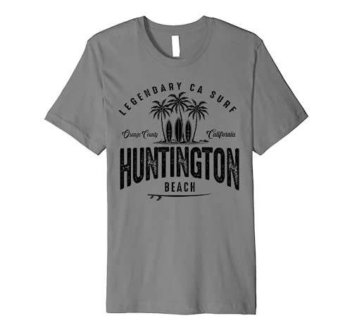 THREE VINTAGE SURFBOARDS AND PALMS - Huntington Beach Premium T-Shirt