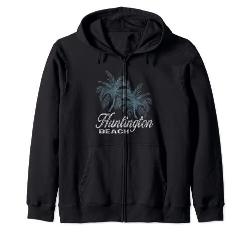 Huntington Beach California - Two Big Palms Zip Hoodie