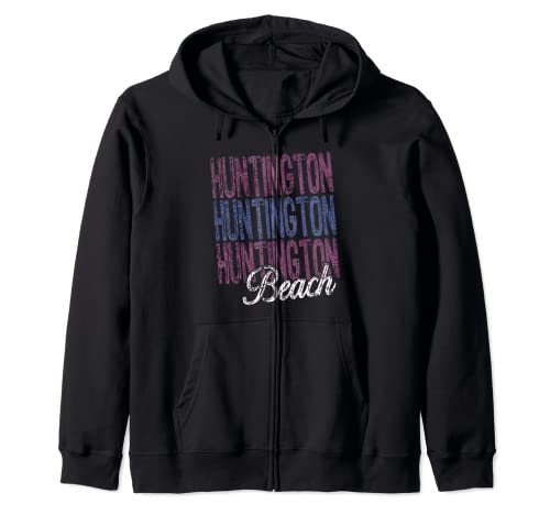 Huntington Beach California Three Times Beach Design Zip Hoodie