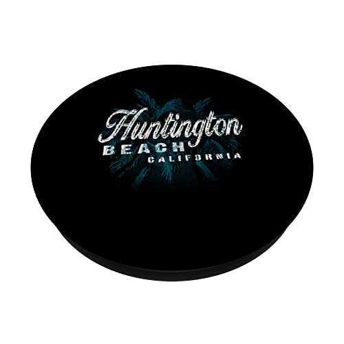Huntington Beach - Palm Cluster Distressed Stamp PopSockets Swappable PopGrip