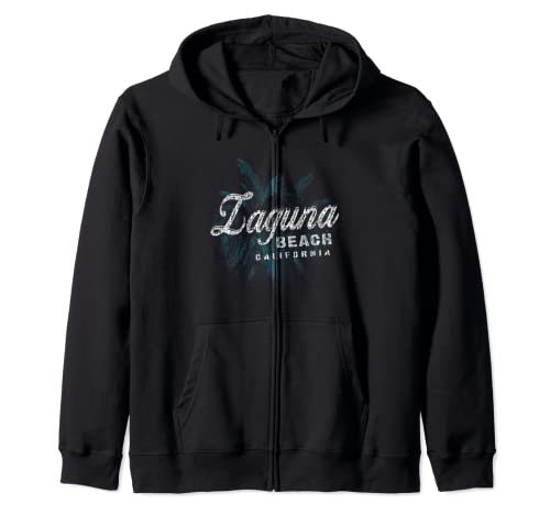 Laguna Beach - Palm Cluster Distressed Stamp Zip Hoodie