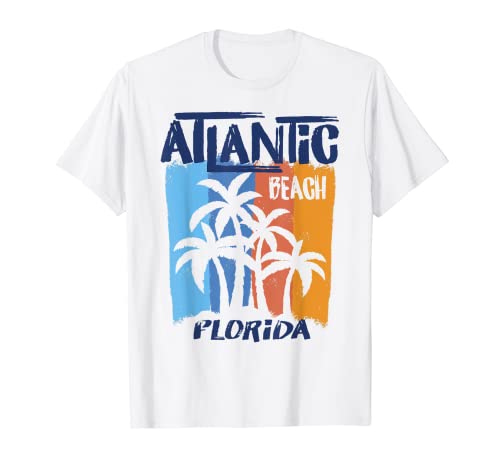 Atlantic Florida Fun Colorful Beach Palm Trees Design T-Shirt