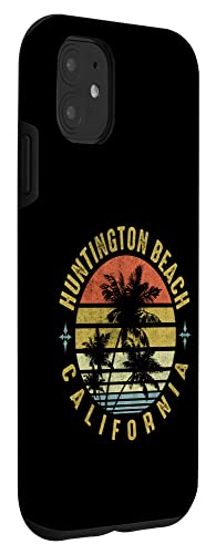 Huntington Beach California Retro Palm Sunset - Beach Design Case