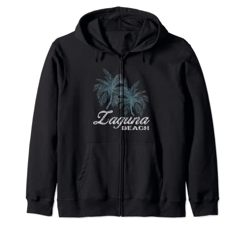 Laguna Beach California- Two Big Palms Zip Hoodie