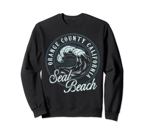 Seal Beach Retro Wave Circle - Beach Gift Sweatshirt