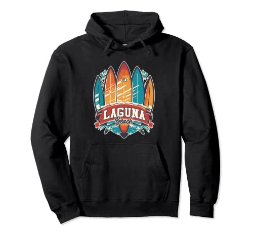 Laguna Beach CA Rebel Surf Edgy Surfboard Design Pullover Hoodie
