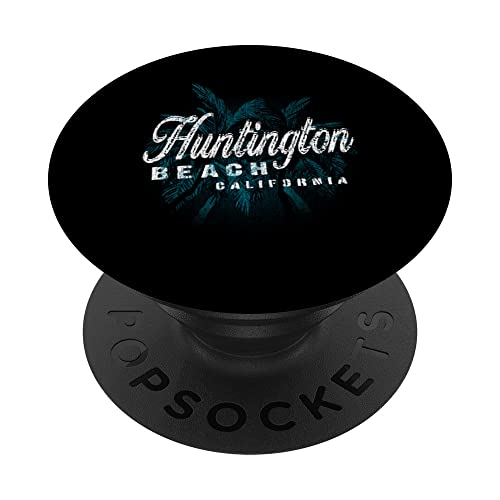 Huntington Beach - Palm Cluster Distressed Stamp PopSockets Swappable PopGrip