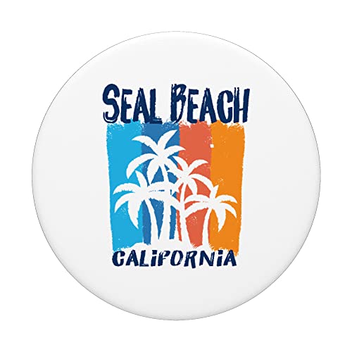 Seal Beach California Fun Colorful Palm Trees Design PopSockets Swappable PopGrip