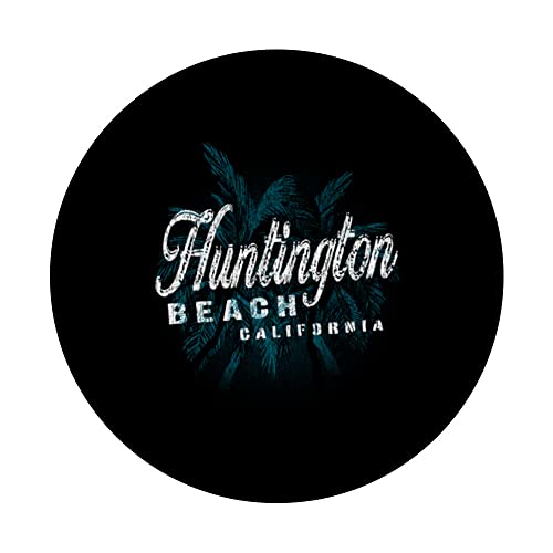 Huntington Beach - Palm Cluster Distressed Stamp PopSockets Swappable PopGrip