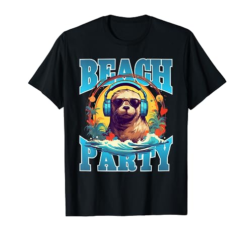 Energetic Sea life Beach Party Design - Hipster Seal T-Shirt