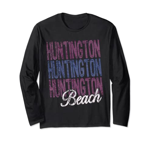 Huntington Beach California Three Times Beach Design Long Sleeve T-Shirt