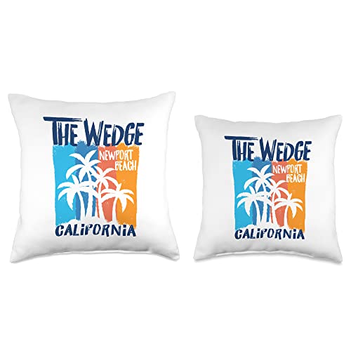 My Favorite California Beach Design The Wedge Newport Beach California Fun Colorful Palm Trees Throw Pillow, 16x16, Multicolor
