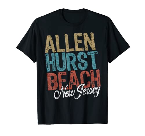 ALLENHURST BEACH NEW JERSEY - HIBISCUS & SCRIPT PALM TREES T-Shirt