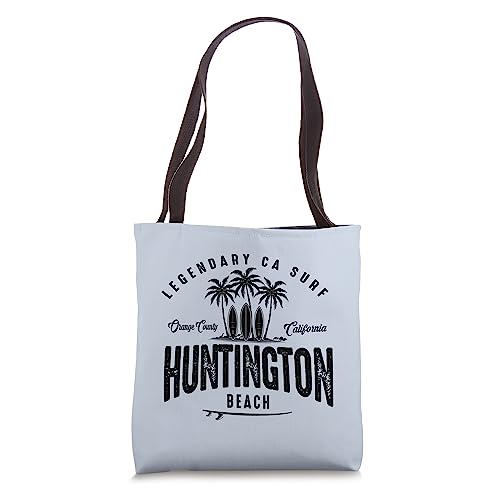 THREE VINTAGE SURFBOARDS AND PALMS - Huntington Beach Tote Bag