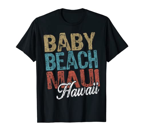 Baby Beach MAUI Hawaii HIBISCUS AND SCRIPT Three Tone Palm T-Shirt