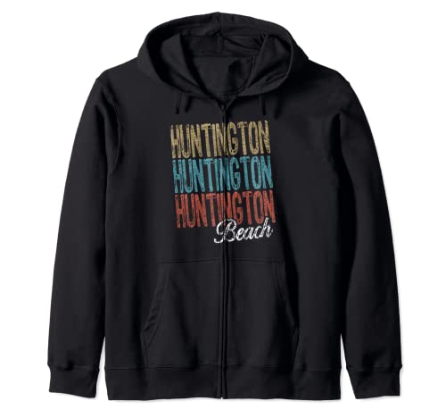 HUNTINGTON BEACH Three Tone Palm Zip Hoodie