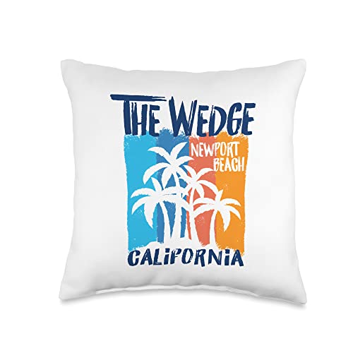 My Favorite California Beach Design The Wedge Newport Beach California Fun Colorful Palm Trees Throw Pillow, 16x16, Multicolor