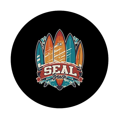 Seal Beach CA Rebel Surf Edgy Surfboard Design PopSockets Swappable PopGrip