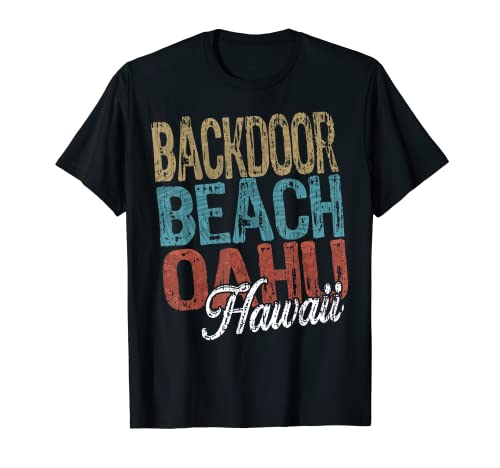 Backdoor Beach OAHU Hawaii HIBISCUS AND SCRIPT Three Tone P T-Shirt