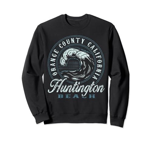 Huntington Beach Retro Wave Circle - Beach Gift Sweatshirt