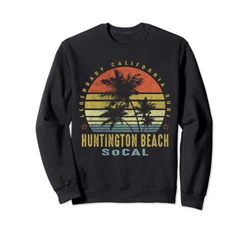 Huntington Beach Retro Palm Sunset - Beach Lover Gift idea Sweatshirt
