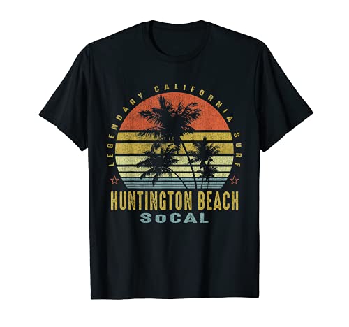 Huntington Beach Retro Palm Sunset - Beach Lover Gift idea T-Shirt