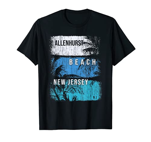 Allenhurst Beach New Jersey Brush Strokes and Palms T-Shirt