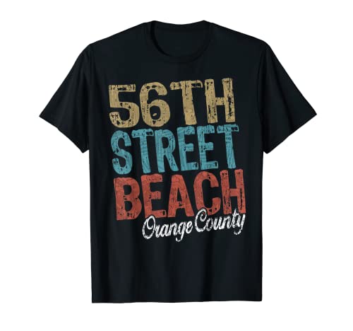 56TH STREET BEACH ORANGE COUNTY Three Tone Palm T-Shirt