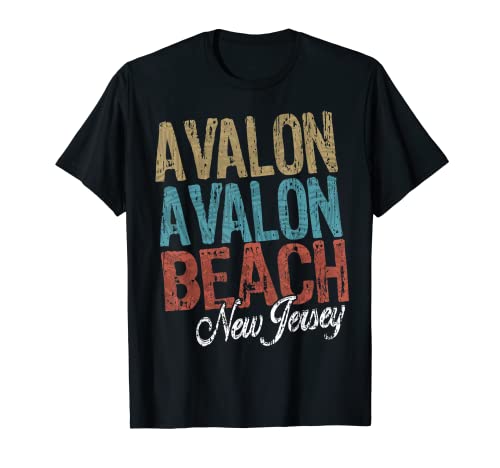 AVALON BEACH NEW JERSEY - HIBISCUS & SCRIPT PALM TREES Thr T-Shirt