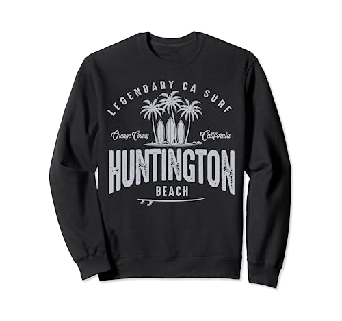 THREE VINTAGE SURFBOARDS AND PALMS - Huntington Beach Sweatshirt