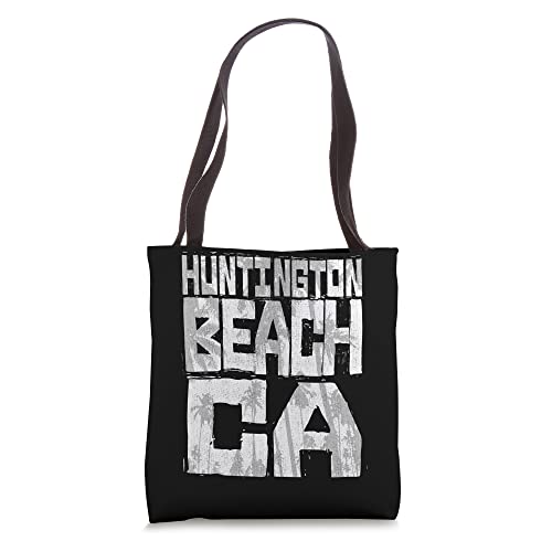 Huntington Beach CA - Chunk Block Palms Tote Bag