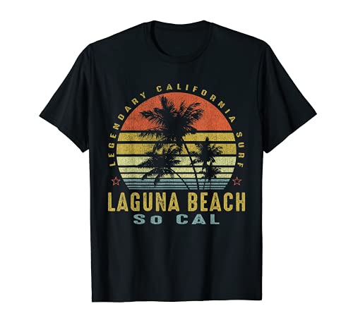 Laguna Beach Retro Palm Sunset - Beach Gifts T-Shirt