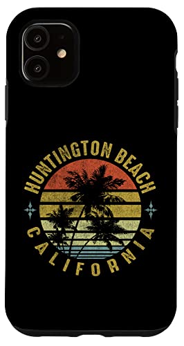 Huntington Beach California Retro Palm Sunset - Beach Design Case