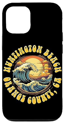 Vintage Huntington Beach Waves Sunset Des - Edgy Retro Case