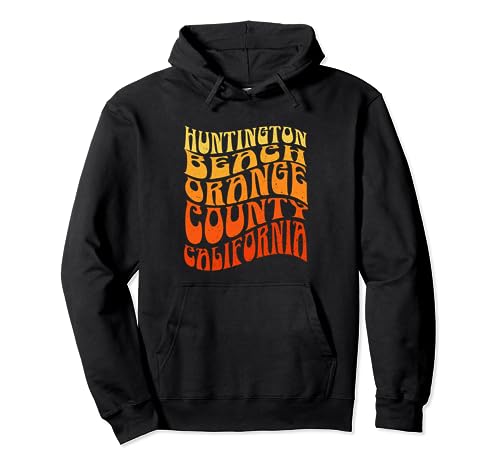 HUNTINGTON BEACH Vintage 60s Retro Waves Pullover Hoodie