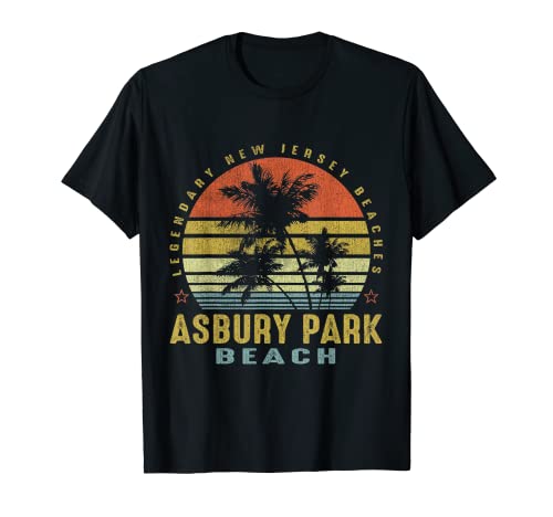 Asbury Park Retro Palm Sunset - Beach Lover Design T-Shirt