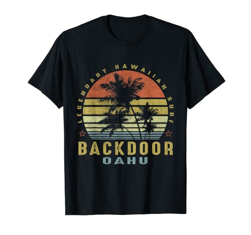 Backdoor Oahu Retro Palm Sunset - Beach Gift Design T-Shirt