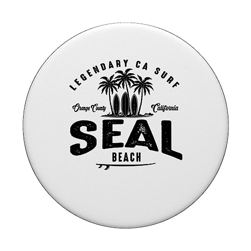 THREE VINTAGE SURFBOARDS AND PALMS - Seal Beach PopSockets Swappable PopGrip