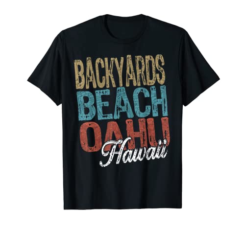 Backyards Beach OAHU Hawaii HIBISCUS AND SCRIPT Three Tone T-Shirt