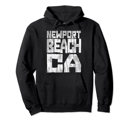 Newport Beach California Chunk Block Palms Pullover Hoodie