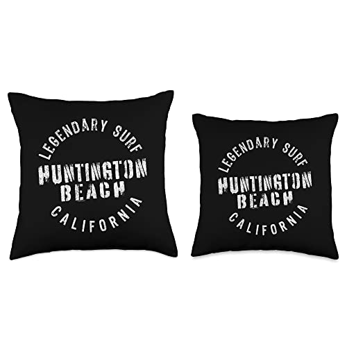 Beach Favorites LEDGENDARY SURF Huntington Beach-Circle Stamp Throw Pillow