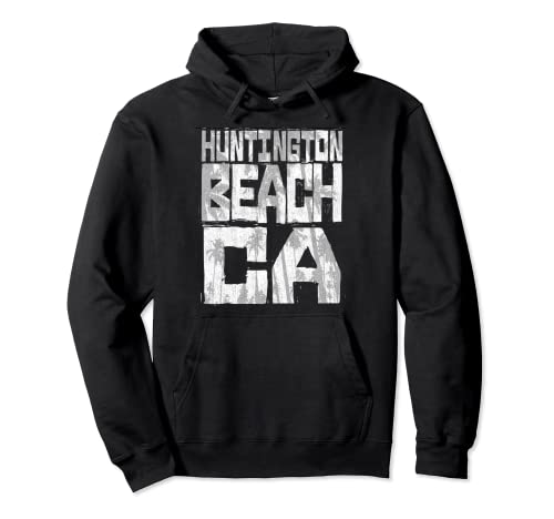 Huntington Beach CA - Chunk Block Palms Pullover Hoodie