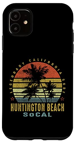 Huntington Beach Retro Palm Sunset - Beach Lover Gift idea Case