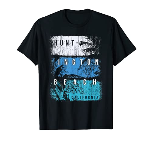 Huntington Beach California Colorful Brush Strokes and Palms T-Shirt
