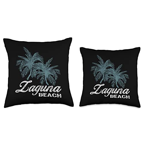 Hawaiian Surf Beach Laguna Beach California-Two Big Palms Throw Pillow
